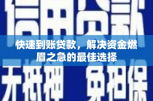 芦竹快速到账贷款，解决资金燃眉之急的最佳选择