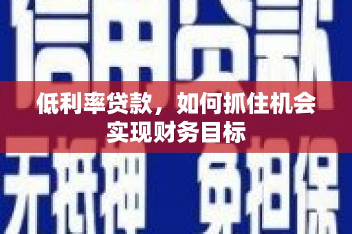 芦竹低利率贷款，如何抓住机会实现财务目标