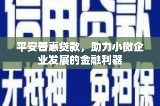芦竹平安普惠贷款，助力小微企业发展的金融利器