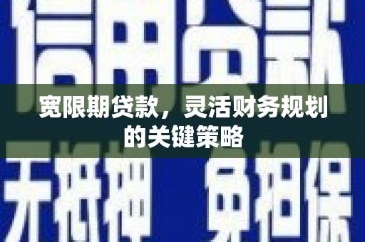 芦竹宽限期贷款，灵活财务规划的关键策略