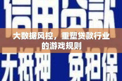 芦竹大数据风控，重塑贷款行业的游戏规则