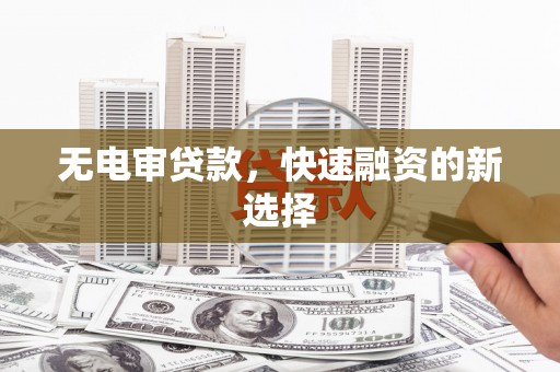 芦竹无电审贷款，快速融资的新选择