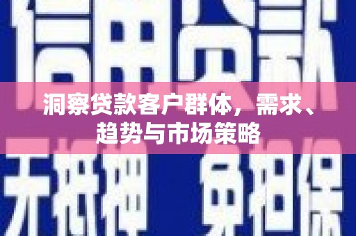 芦竹洞察贷款客户群体，需求、趋势与市场策略