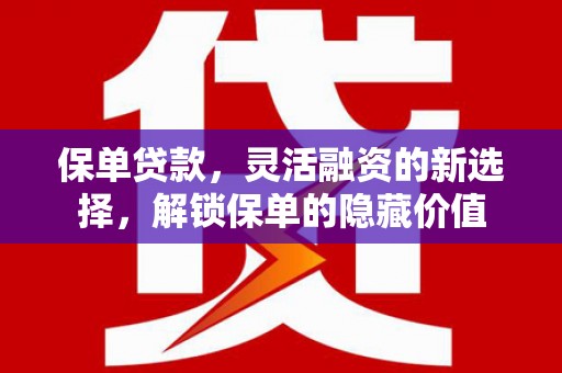 芦竹保单贷款，灵活融资的新选择，解锁保单的隐藏价值