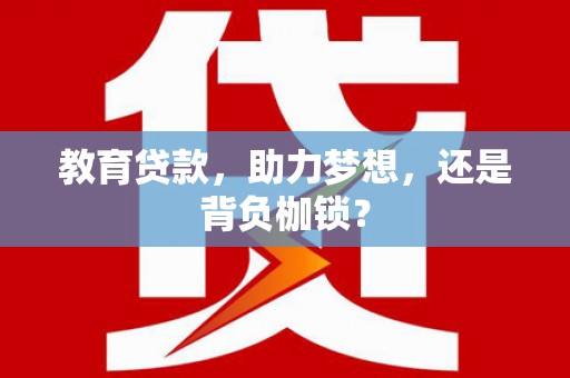 芦竹教育贷款，助力梦想，还是背负枷锁？