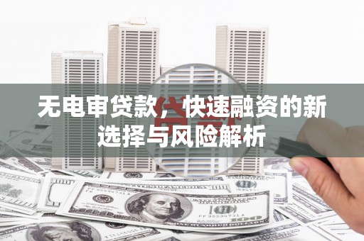 芦竹无电审贷款，快速融资的新选择与风险解析