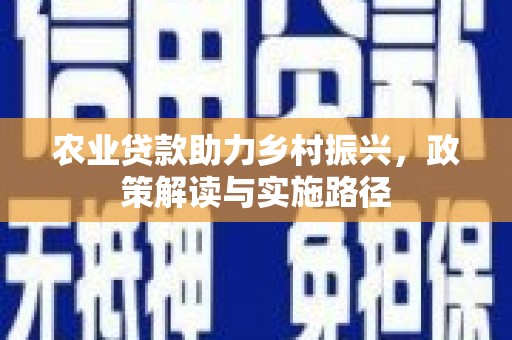 芦竹农业贷款助力乡村振兴，政策解读与实施路径