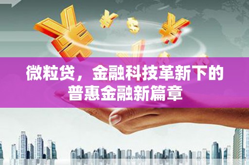 芦竹微粒贷，金融科技革新下的普惠金融新篇章