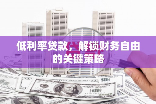 芦竹低利率贷款，解锁财务自由的关键策略
