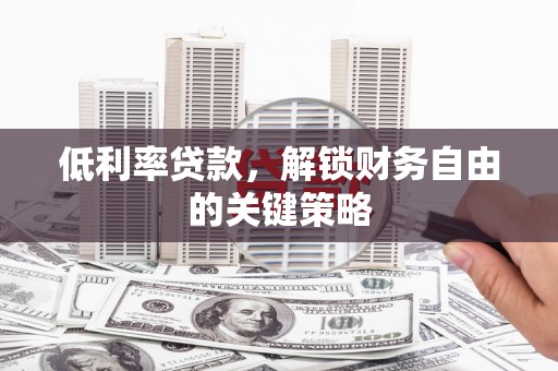 芦竹低利率贷款，解锁财务自由的关键策略