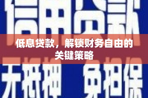 芦竹低息贷款，解锁财务自由的关键策略