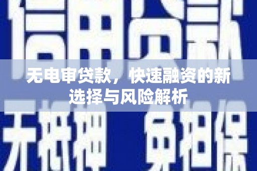 芦竹无电审贷款，快速融资的新选择与风险解析
