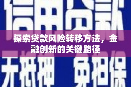 芦竹探索贷款风险转移方法，金融创新的关键路径