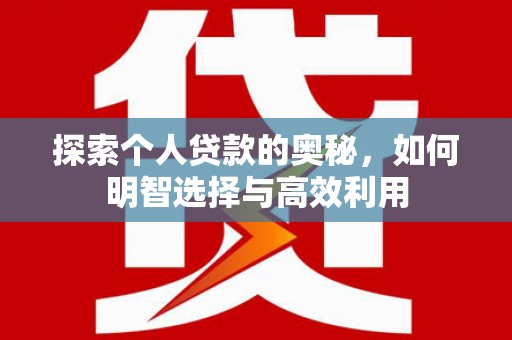 芦竹探索个人贷款的奥秘，如何明智选择与高效利用