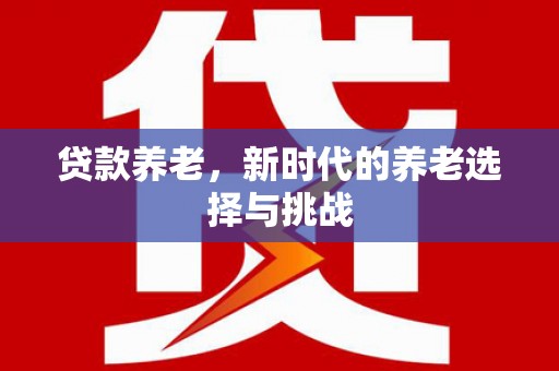芦竹贷款养老，新时代的养老选择与挑战