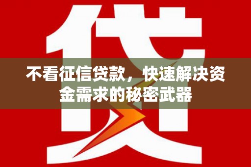 芦竹不看征信贷款，快速解决资金需求的秘密武器