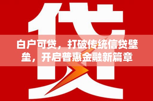 芦竹白户可贷，打破传统信贷壁垒，开启普惠金融新篇章
