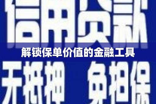 芦竹解锁保单价值的金融工具